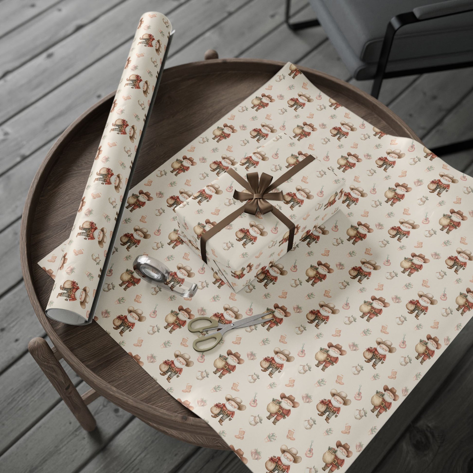 Santa’s Country Christmas – Western Cowboy Wrapping Paper