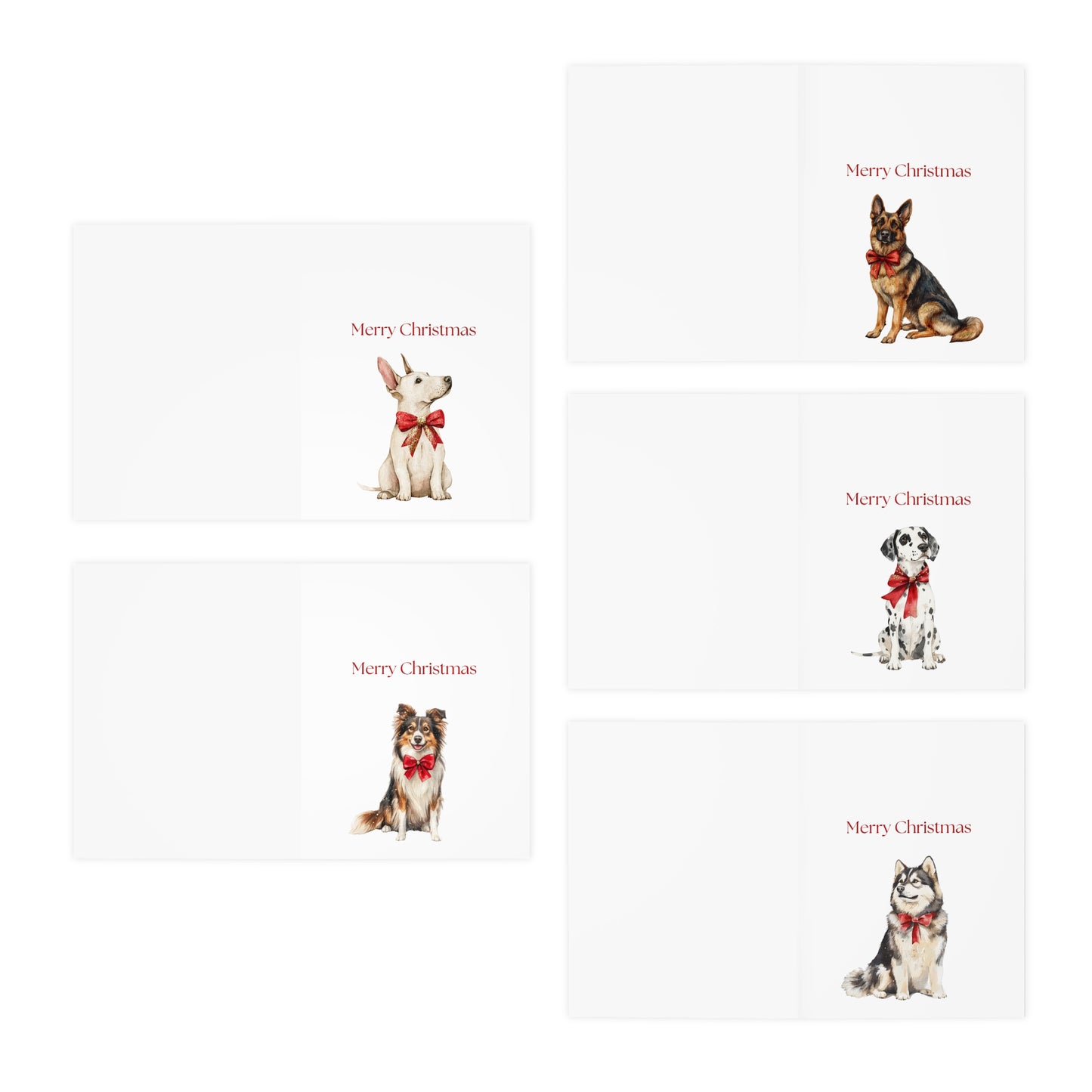Dog Christmas Cards| Merry Christmas Greeting Cards – 25 Unique Designs | Blank Inside