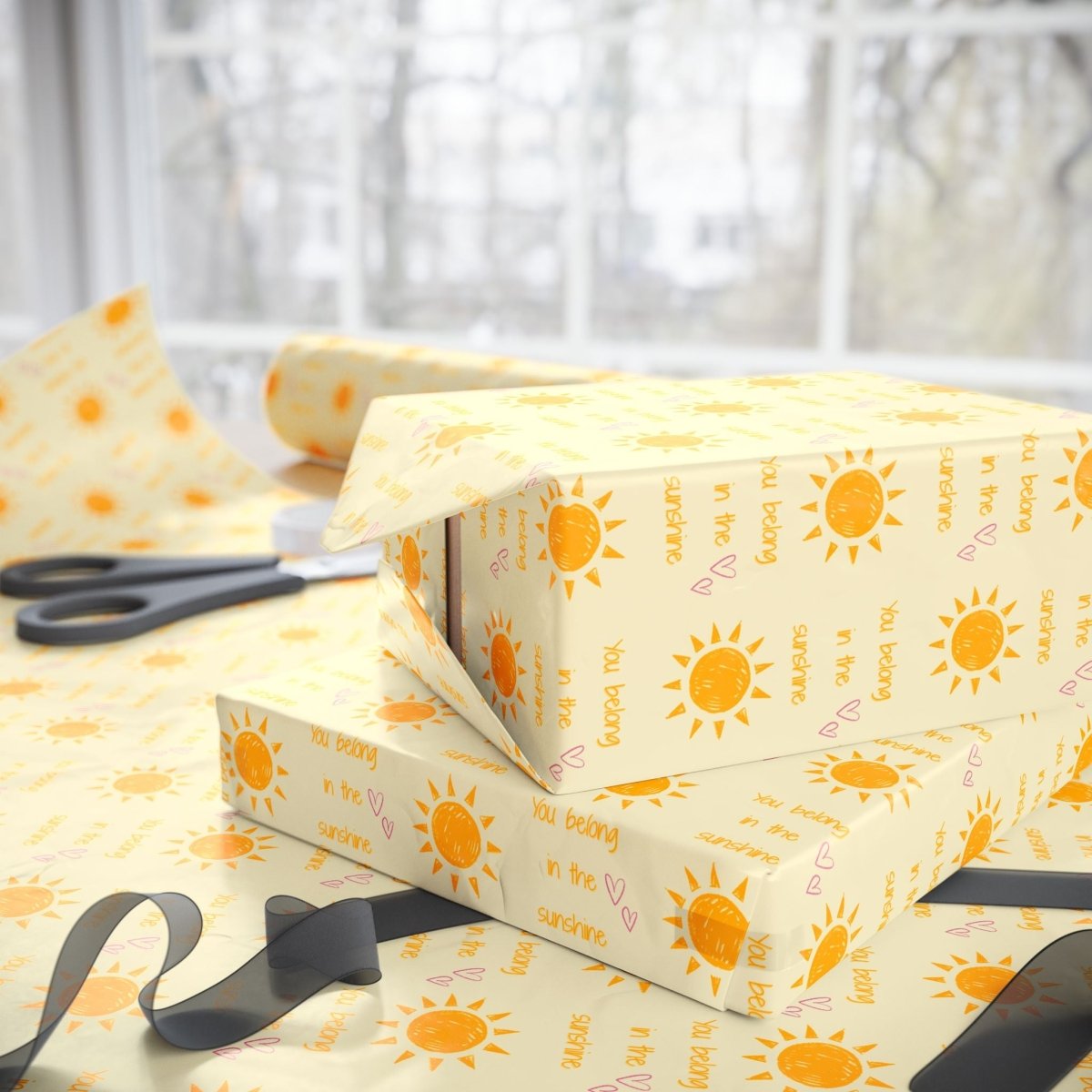 You Belong in the Sunshine Wrapping Paper | Yellow Sun Repeat, Kinder Party Wrap