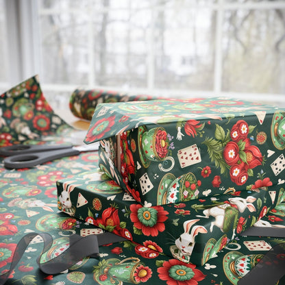 Green Glam Alice – Wonderland Tea Party Wrapping Paper