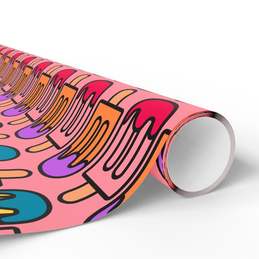 Colorful Pink Ice Cream Wrapping Paper