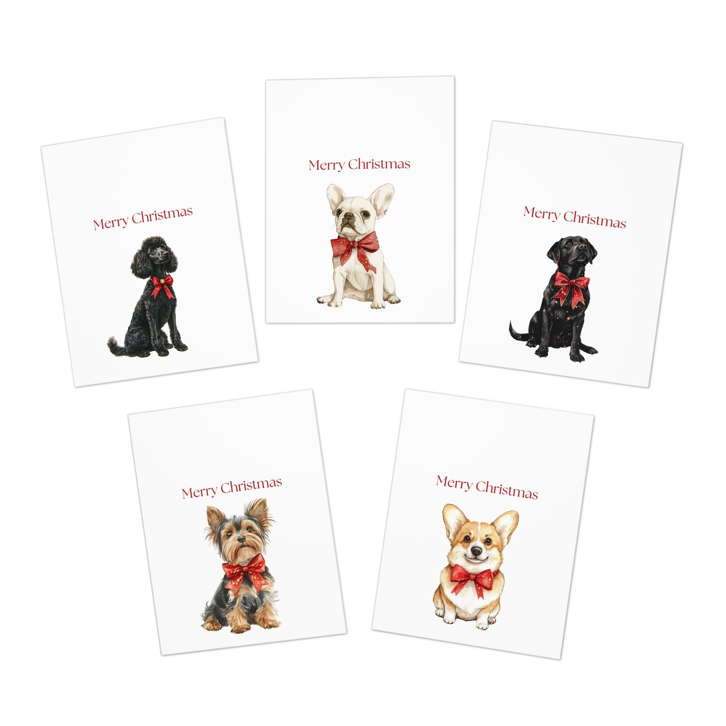 Dog Christmas Cards| Merry Christmas Greeting Cards – 25 Unique Designs | Blank Inside