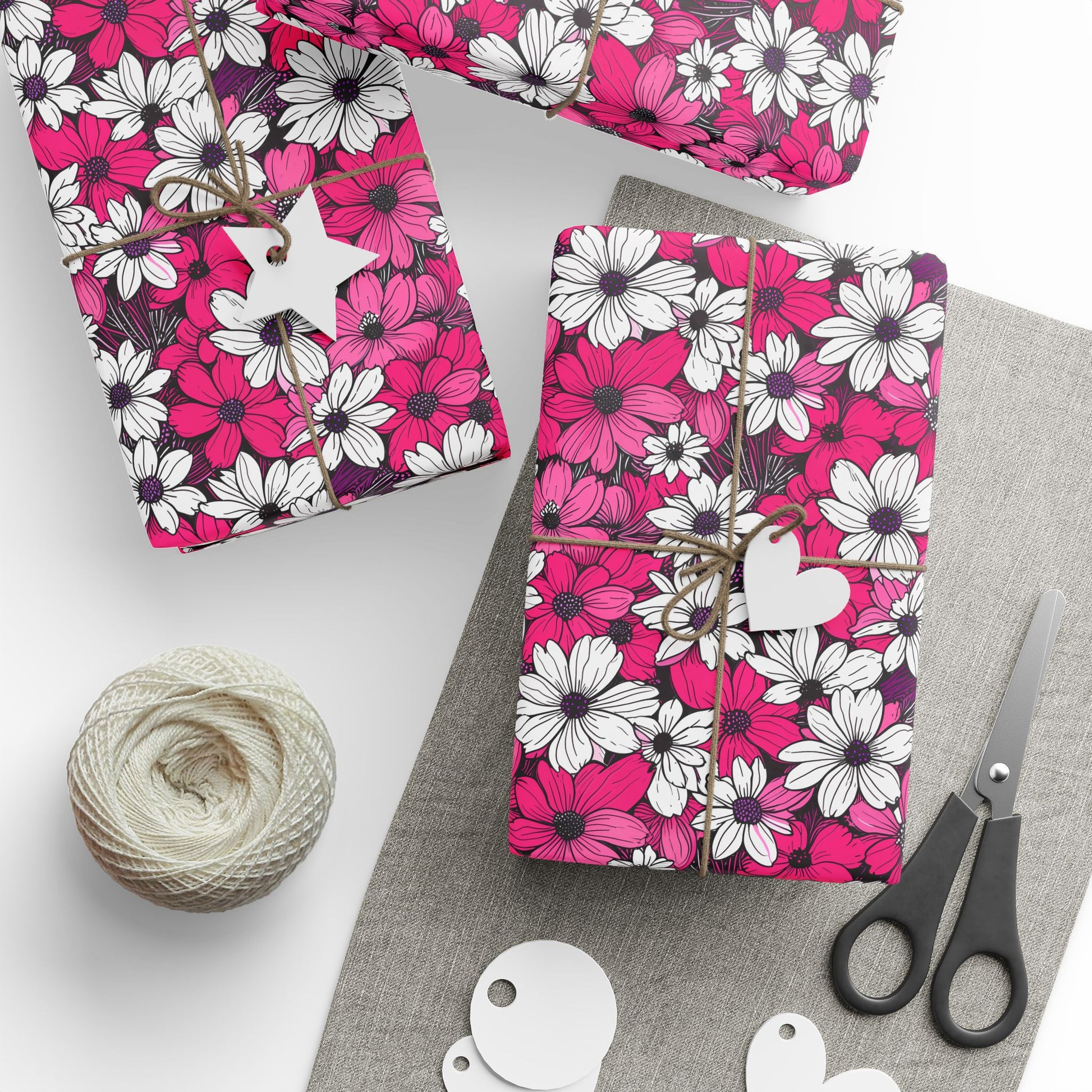 Pink & White Floral Wrapping Paper