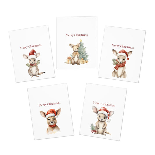 Cosy Christmas Kangaroo Greeting Card - 25 Pack | Blank Inside