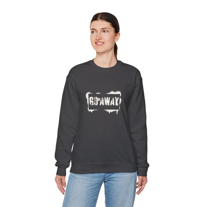 Crewneck Sweatshirt - 'Go Away' Stencil Graphic Cozy Pullover