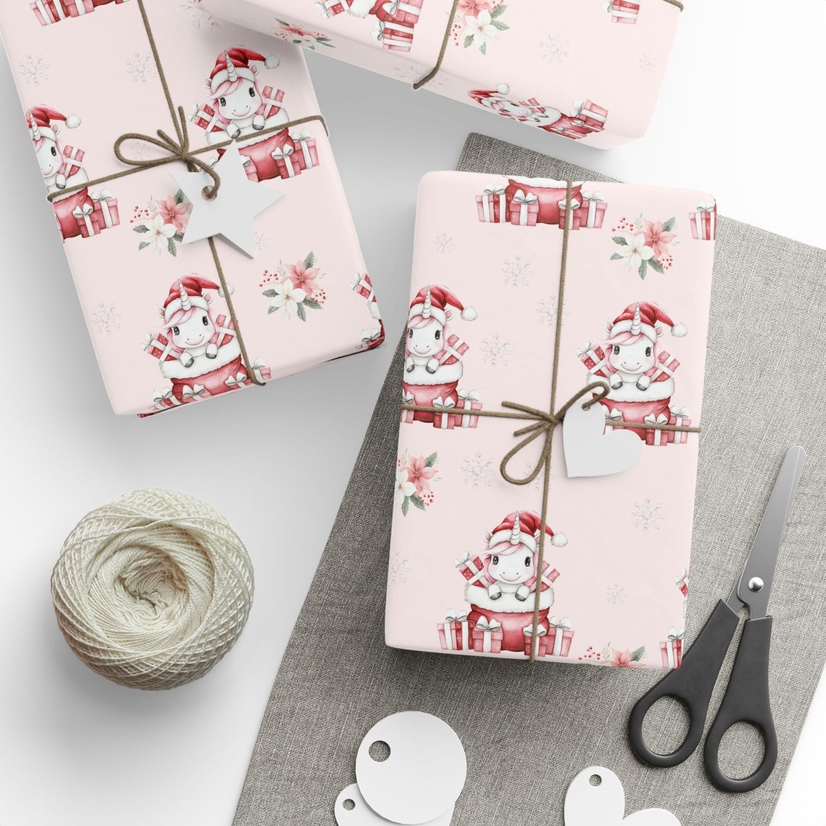 Santa’s Little Sparklecorn – Pink Unicorn Christmas Wrapping Paper