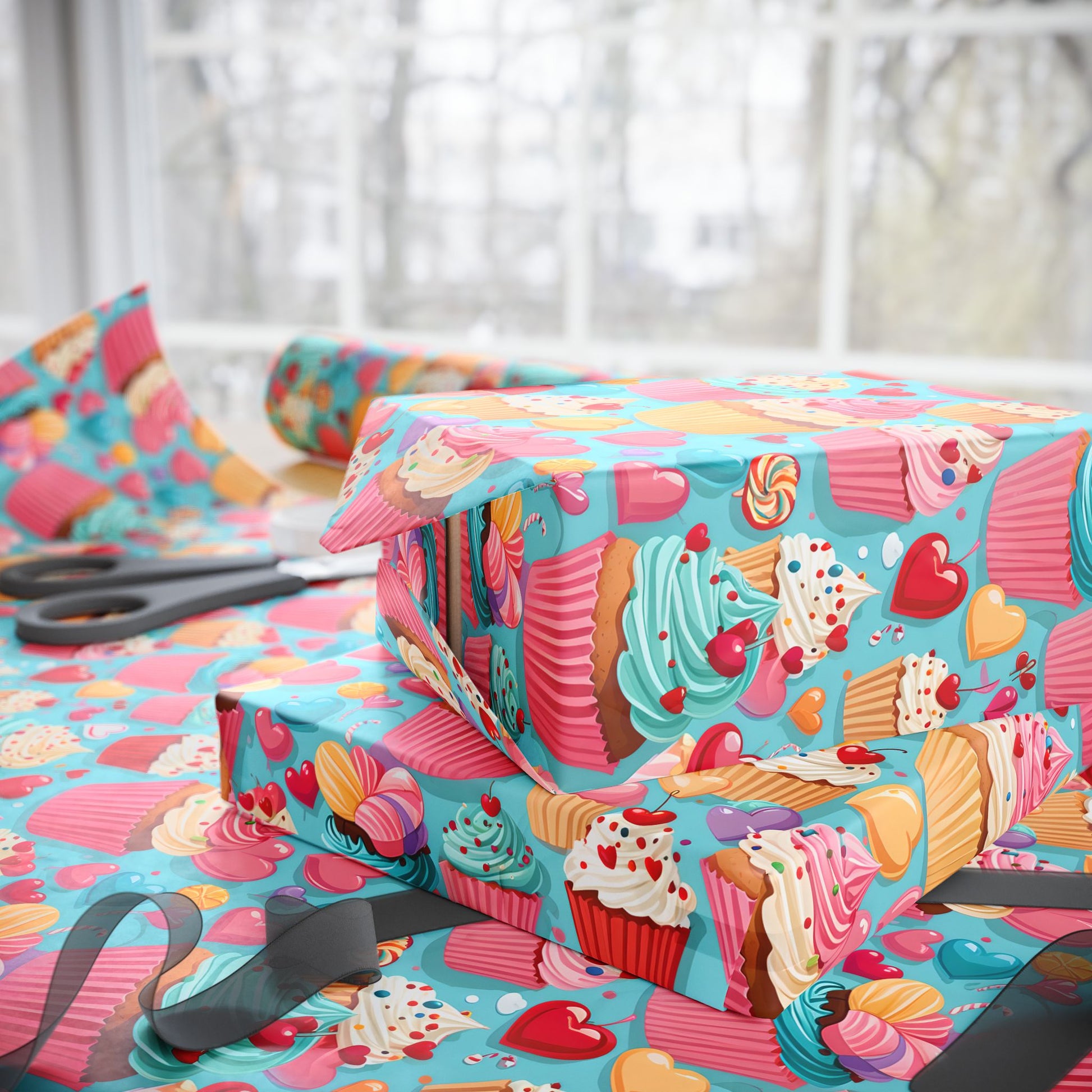 Valentines Cupcake Gift Paper