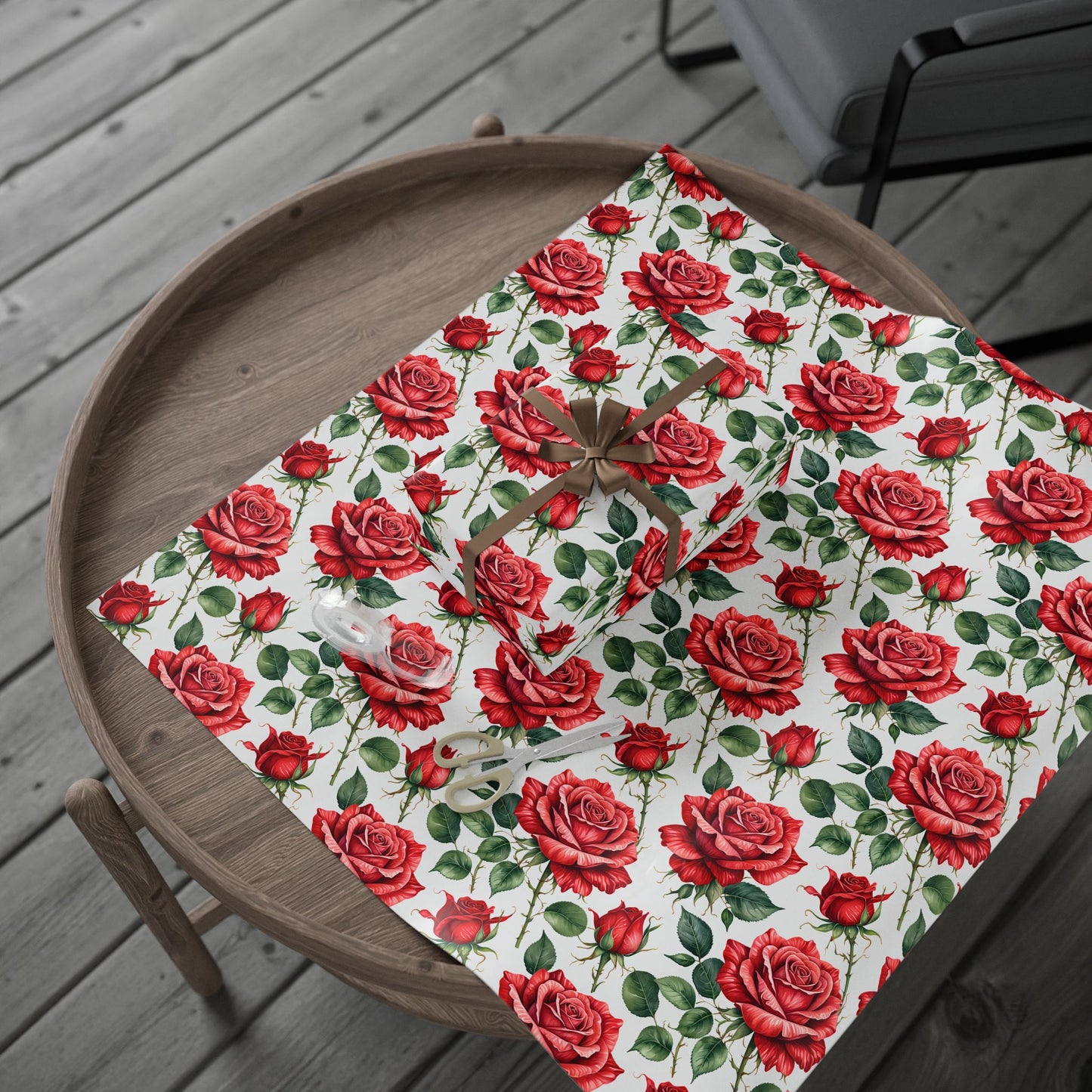 Chic Red Rose Wrapping Paper Roll