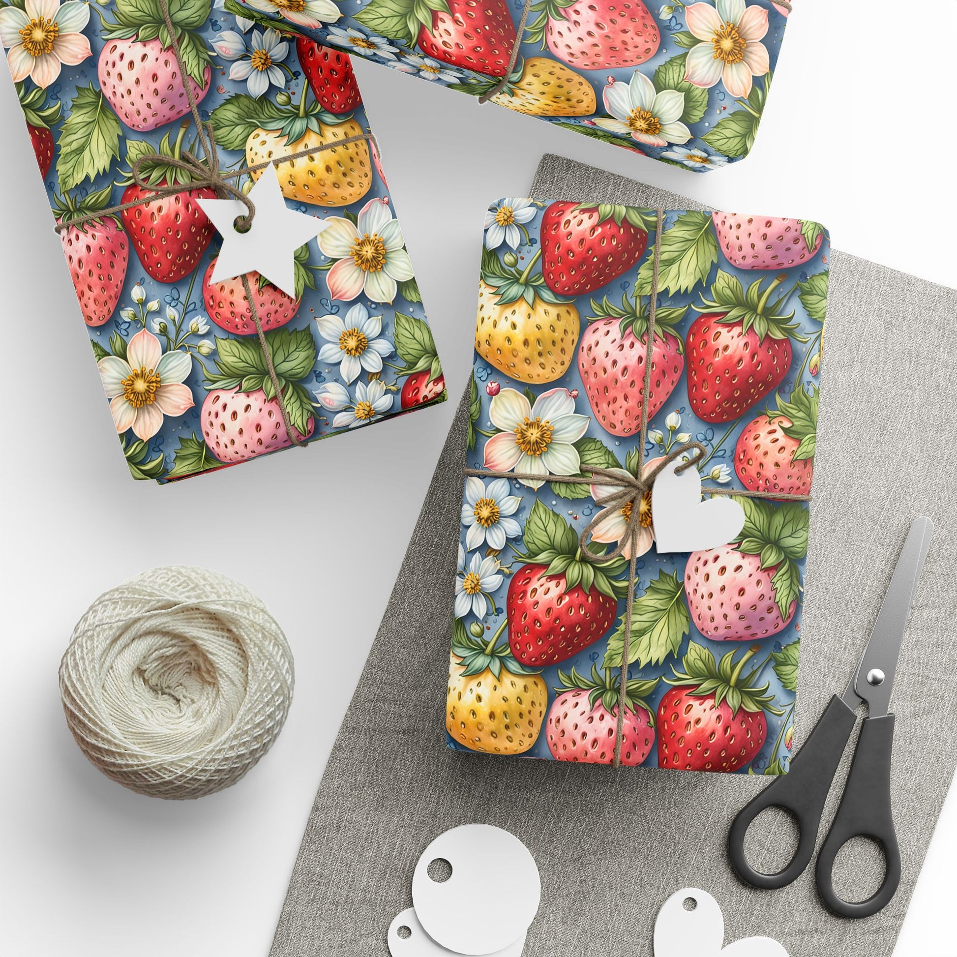 Pastel Berry Bliss Gift Wrap Set - Strawberry Design
