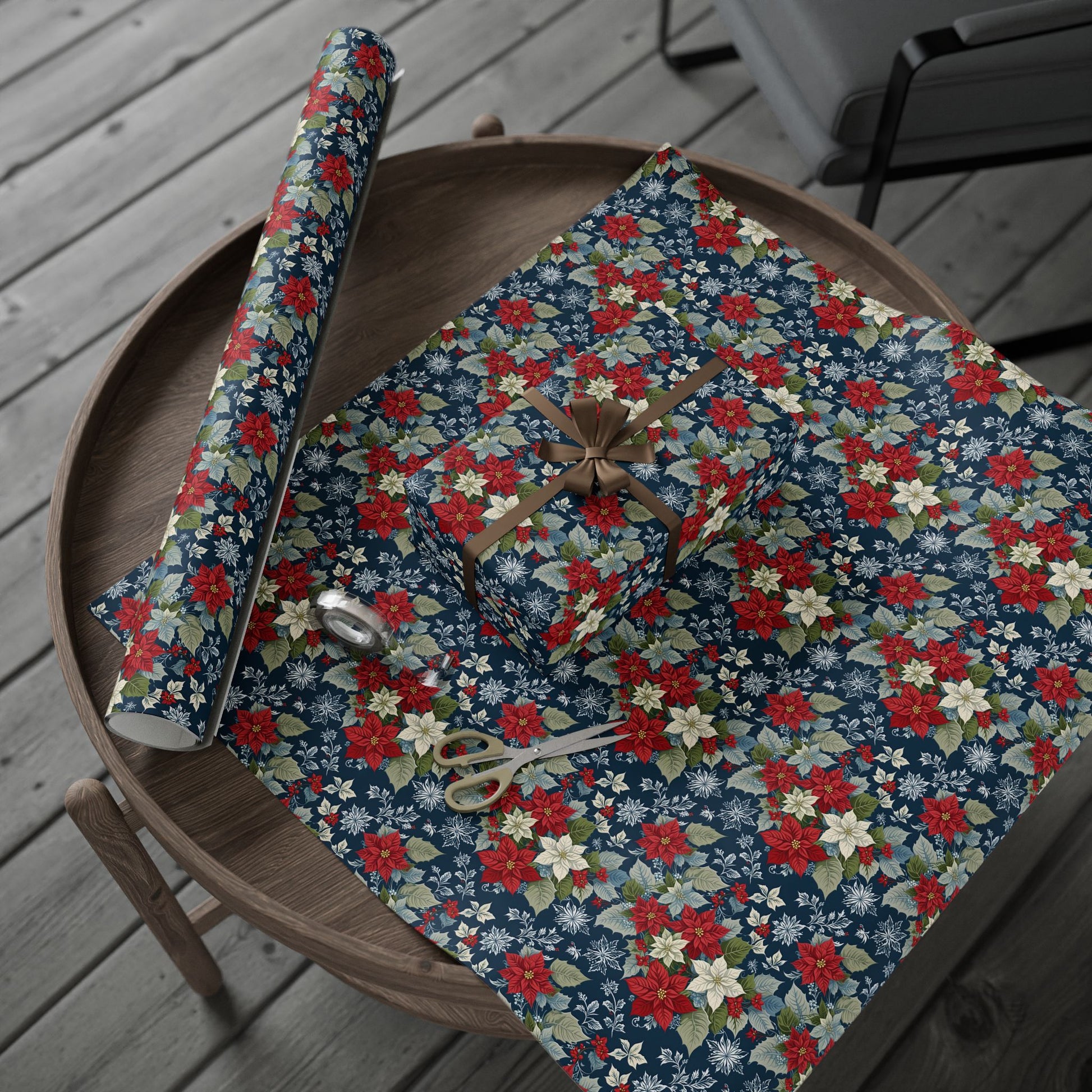 Festive Floral Christmas Wrapping Paper