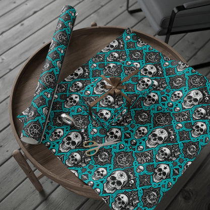 Blue Gothic Skull Wrapping Paper