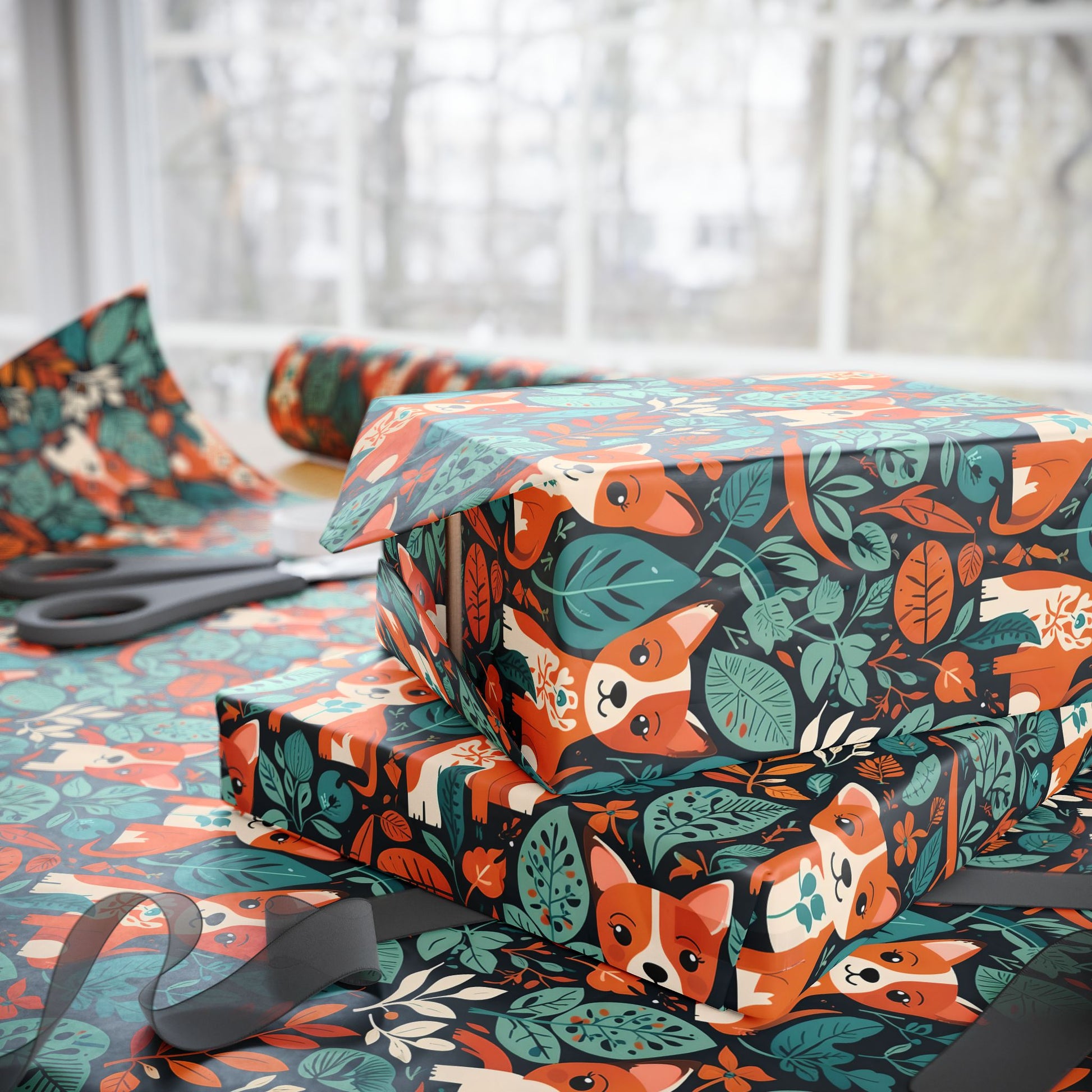 Bark in the Wild – Leafy Dog Wrapping Paper