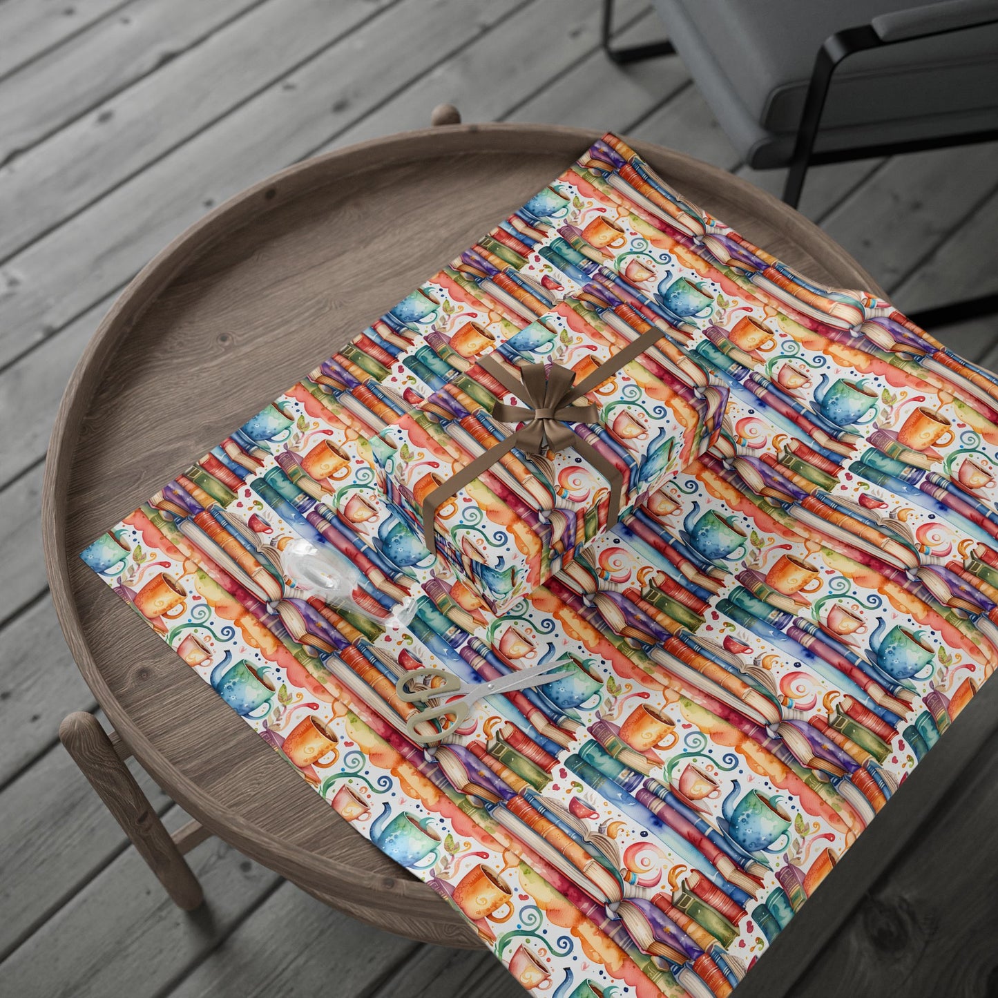 Book Lovers Orange Wrapping Paper