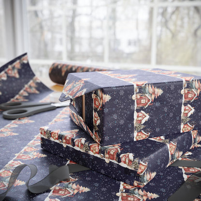 Silent Night, Snowy Light – Winter Village Wrapping Paper
