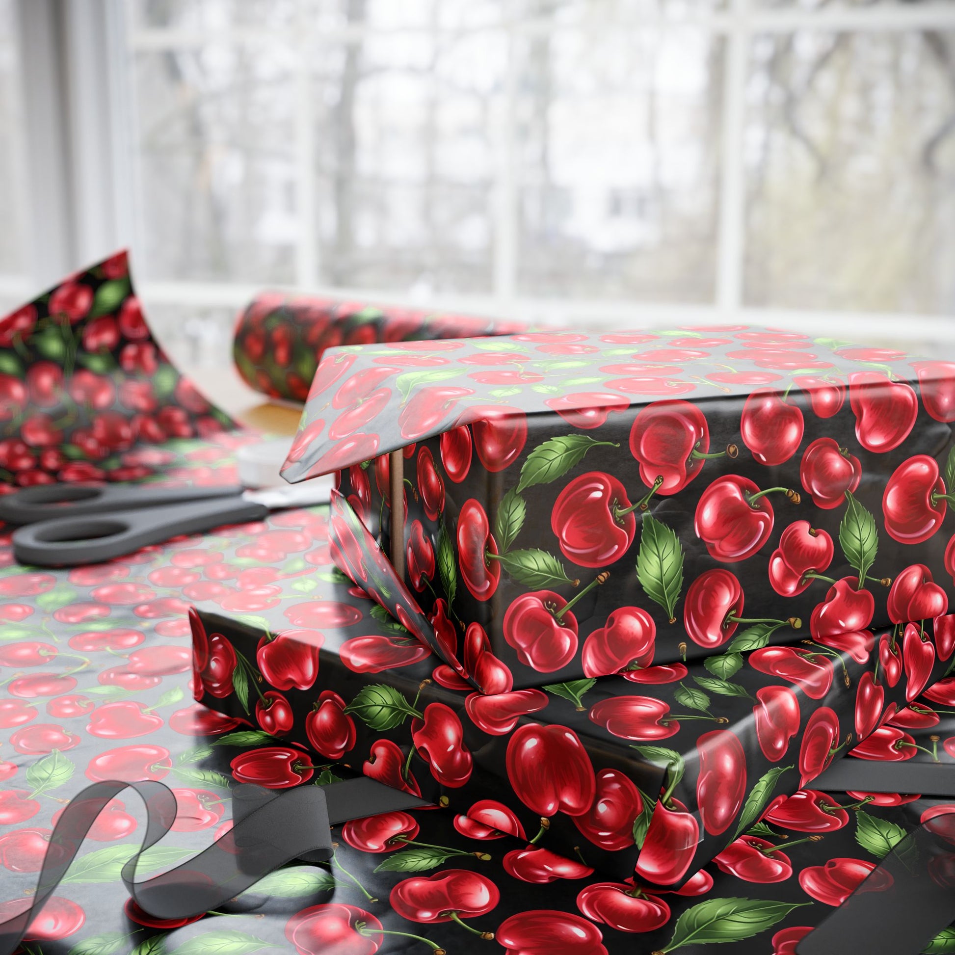 Juicy Cherry Print Gift Wrap for a Pop of Color