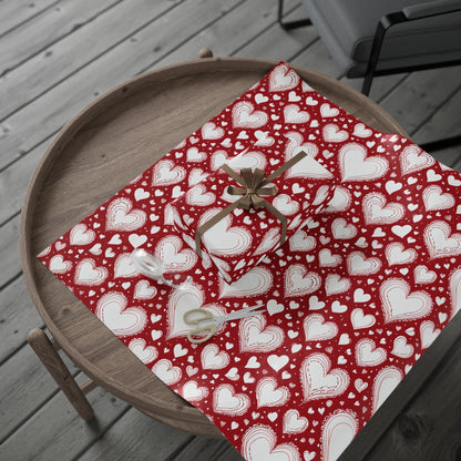 Romantic White and Red Heart Wrapping Papers