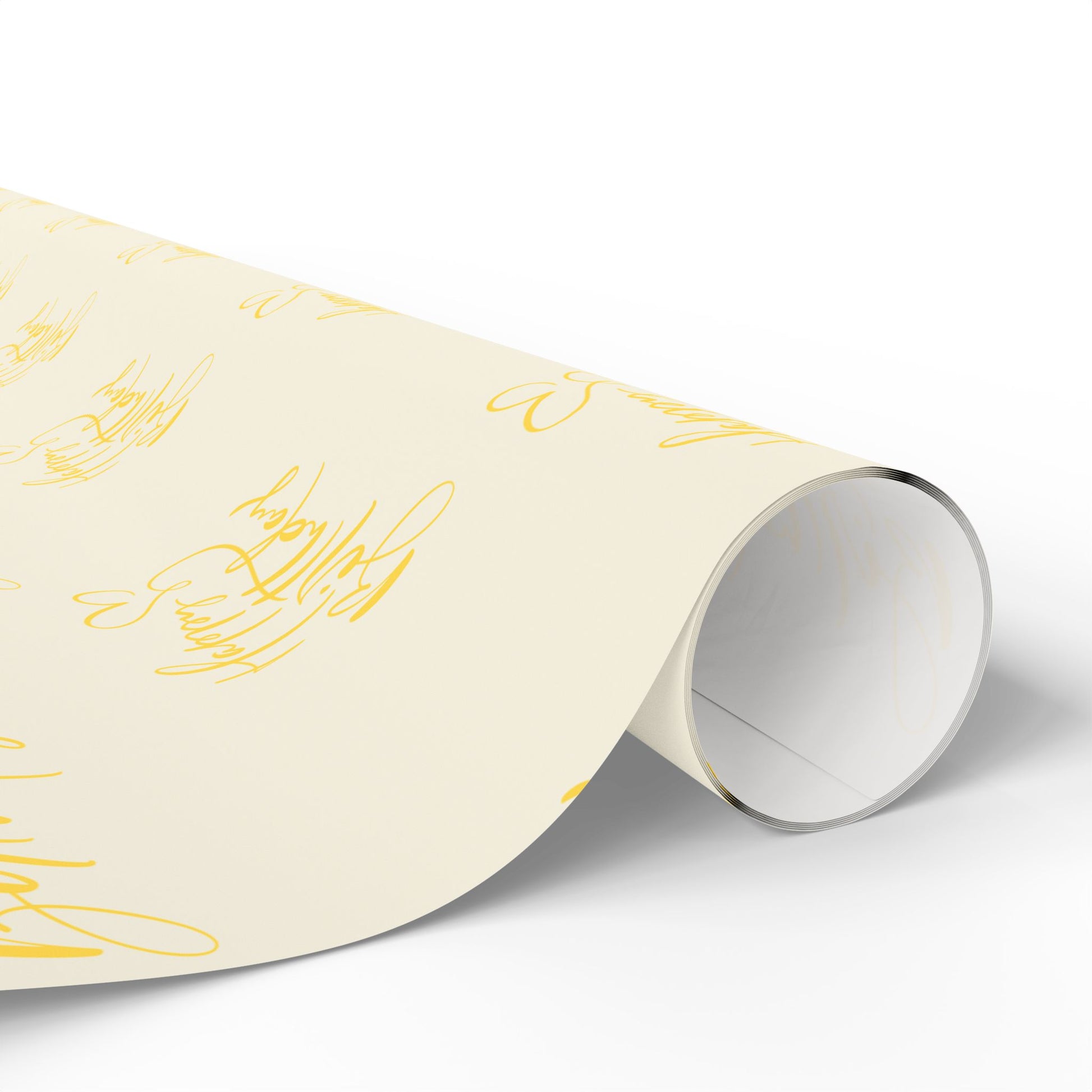 Elegant Yellow Happy Birthday Wrapping Paper