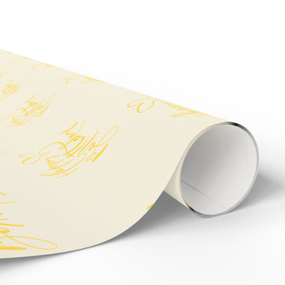 Elegant Yellow Happy Birthday Wrapping Paper