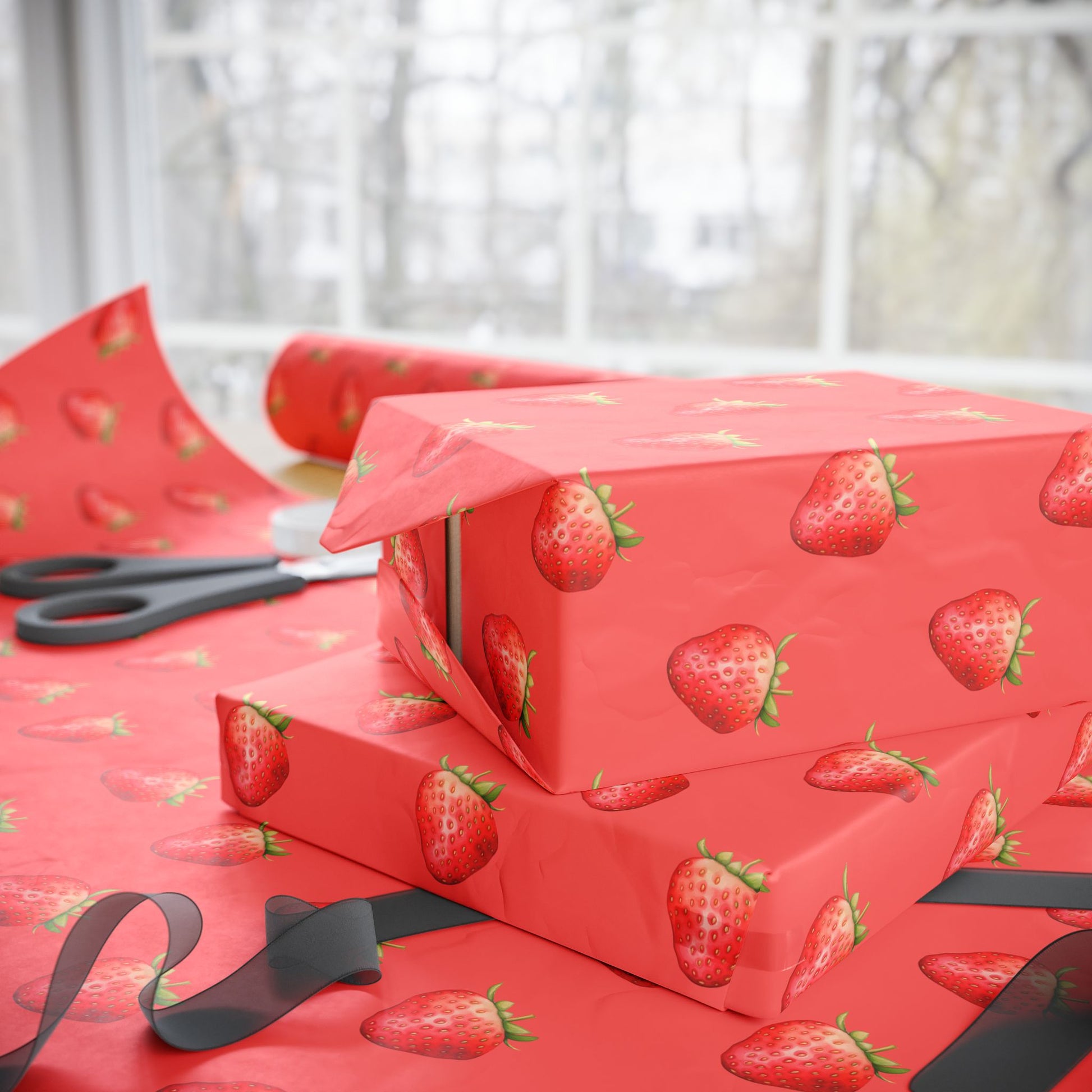 Red Strawberry Wrapping Paper