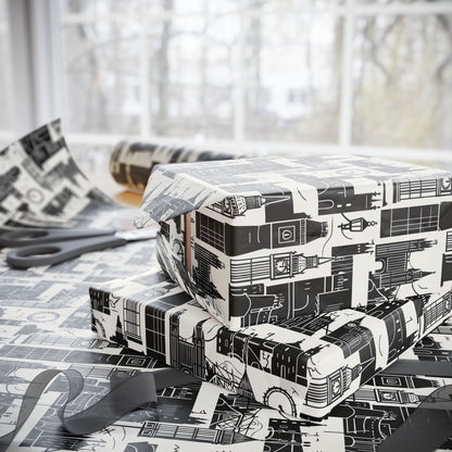 Chic Black & White Cityscape Wrapping Paper
