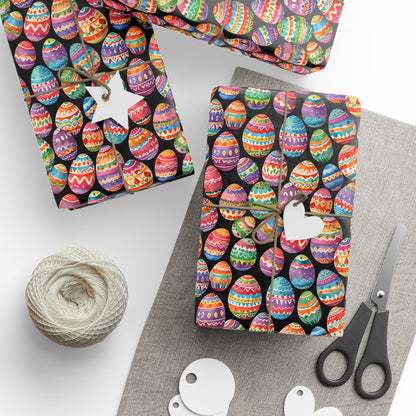 Colorful Easter Egg Wrapping Paper - Black