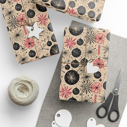 Atomic Tinsel Twist – Mid - Century Ornament Wrapping Paper