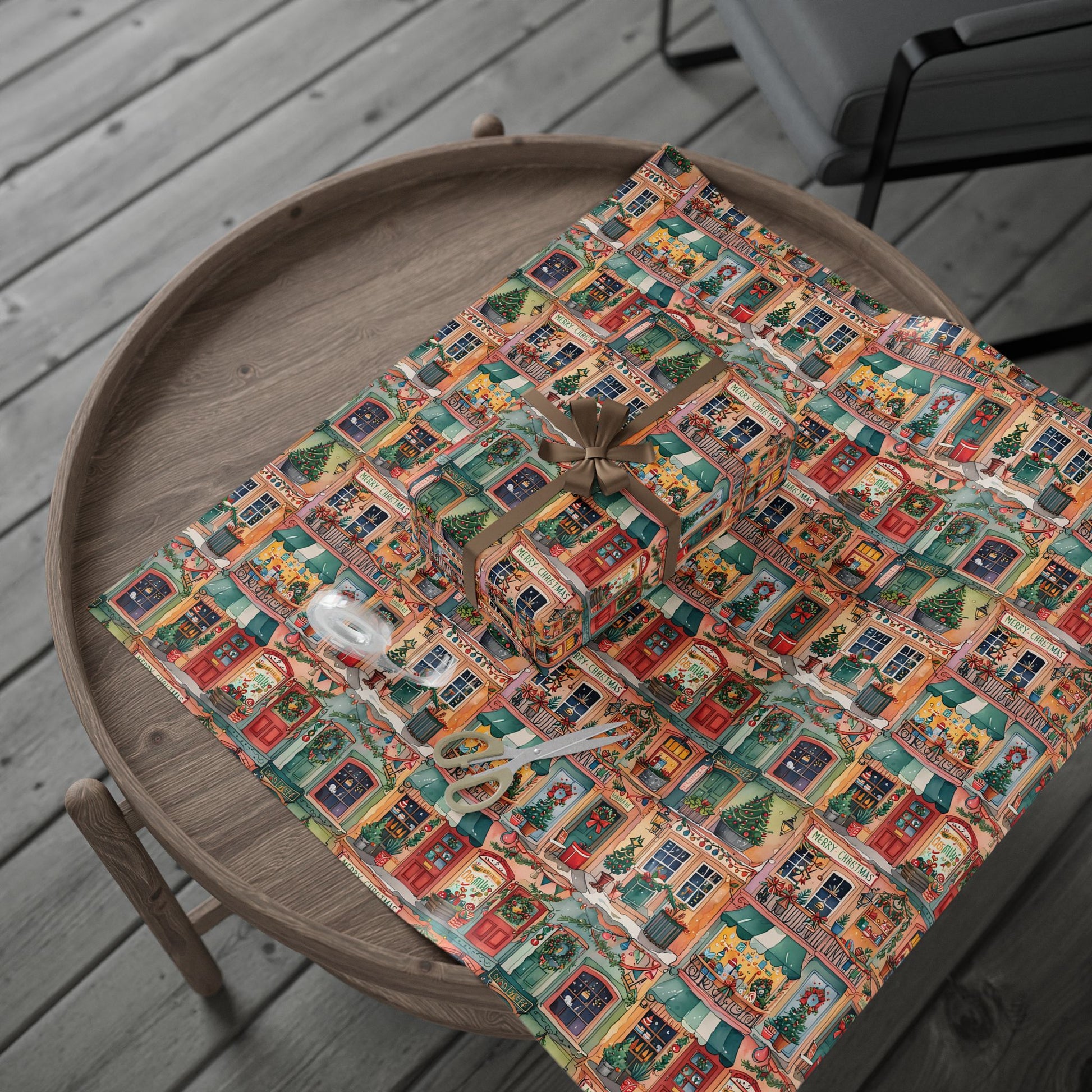 Festive Village Frenzy – Christmas Town Wrapping Paper