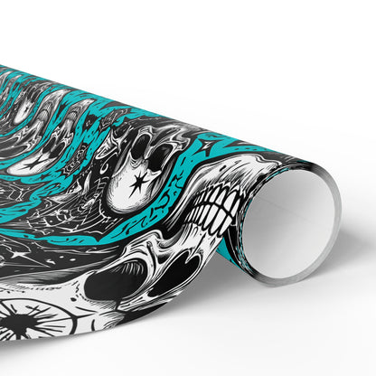 Blue Gothic Skull Wrapping Paper