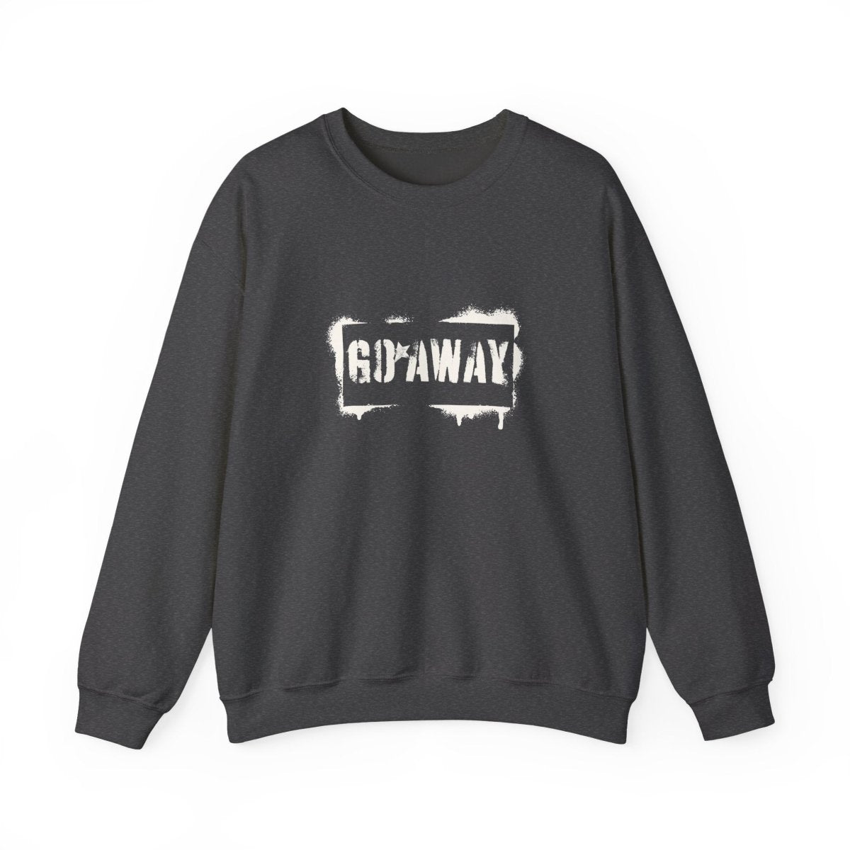 Crewneck Sweatshirt - 'Go Away' Stencil Graphic Cozy Pullover