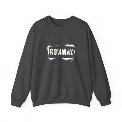 Crewneck Sweatshirt - 'Go Away' Stencil Graphic Cozy Pullover
