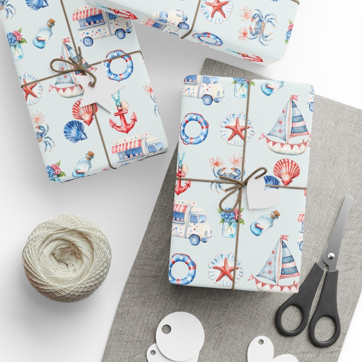 4th of July Nautical Beach Wrapping Paper