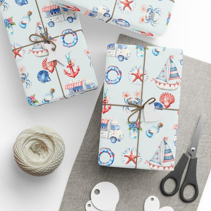 4th of July Nautical Beach Wrapping Paper