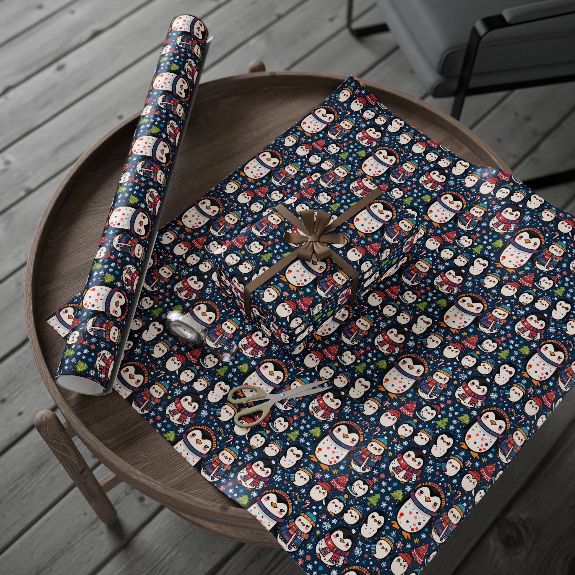 Waddle Wonderland – Cozy Penguins in Holiday Sweaters Wrapping Paper