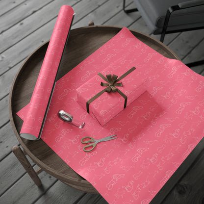 Whimsical Pink Cat Wrapping Paper