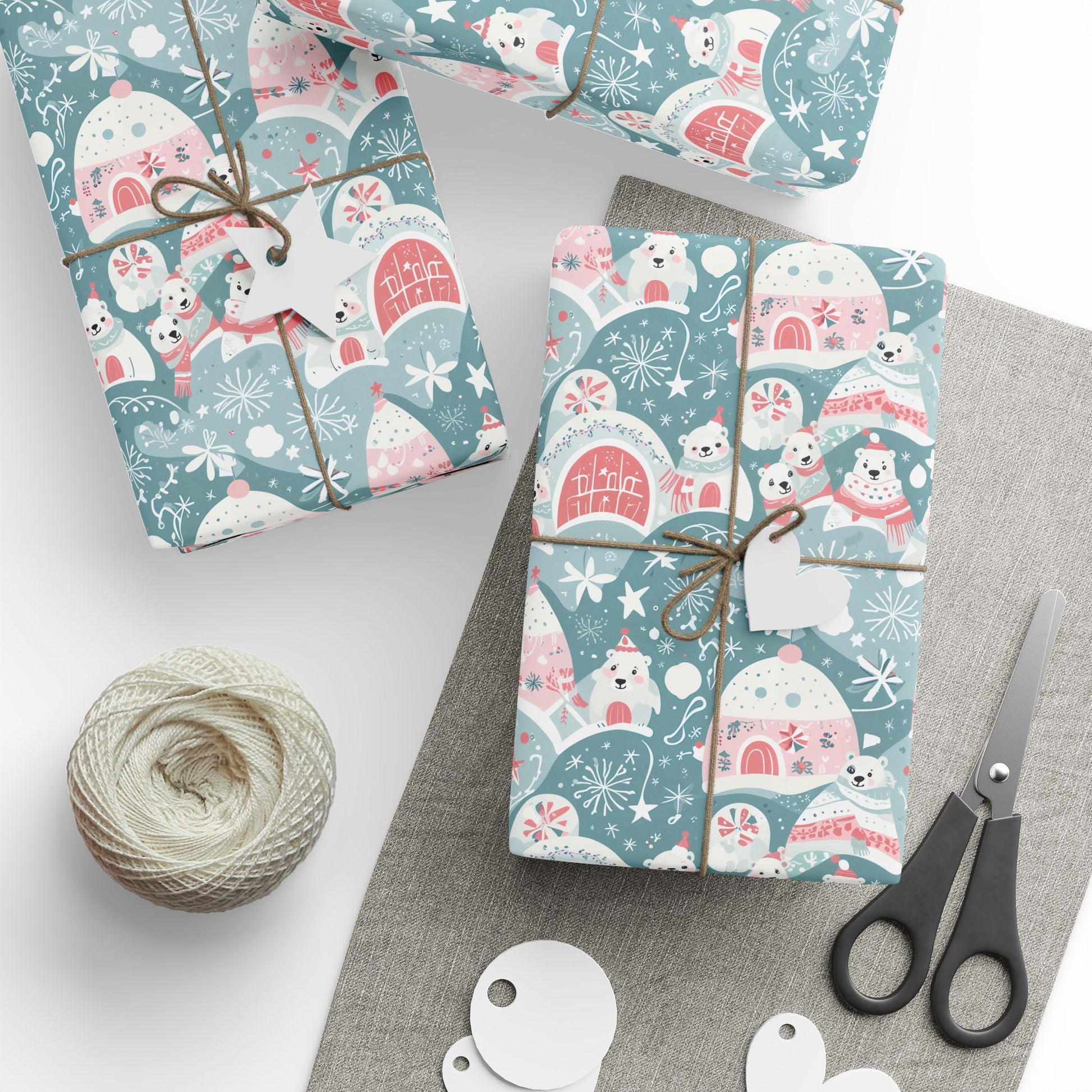 Icy Paws & Peppermint Igloos – Arctic Wonderland Wrapping Paper