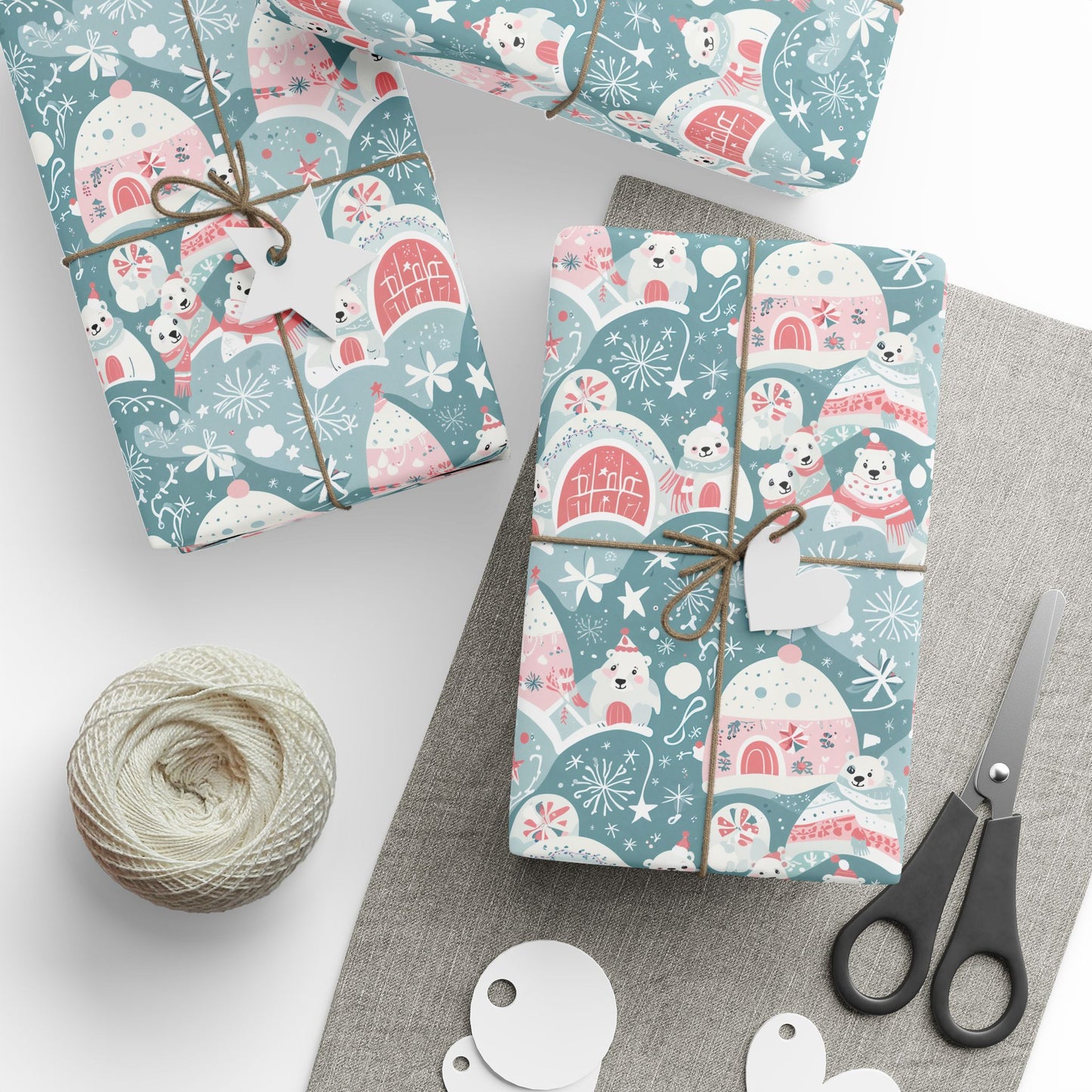 Icy Paws & Peppermint Igloos – Arctic Wonderland Wrapping Paper