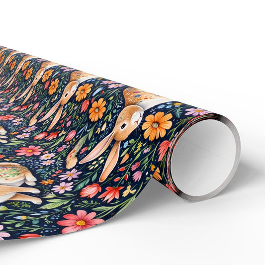 Whimsical Floral Bunny Wrapping Paper