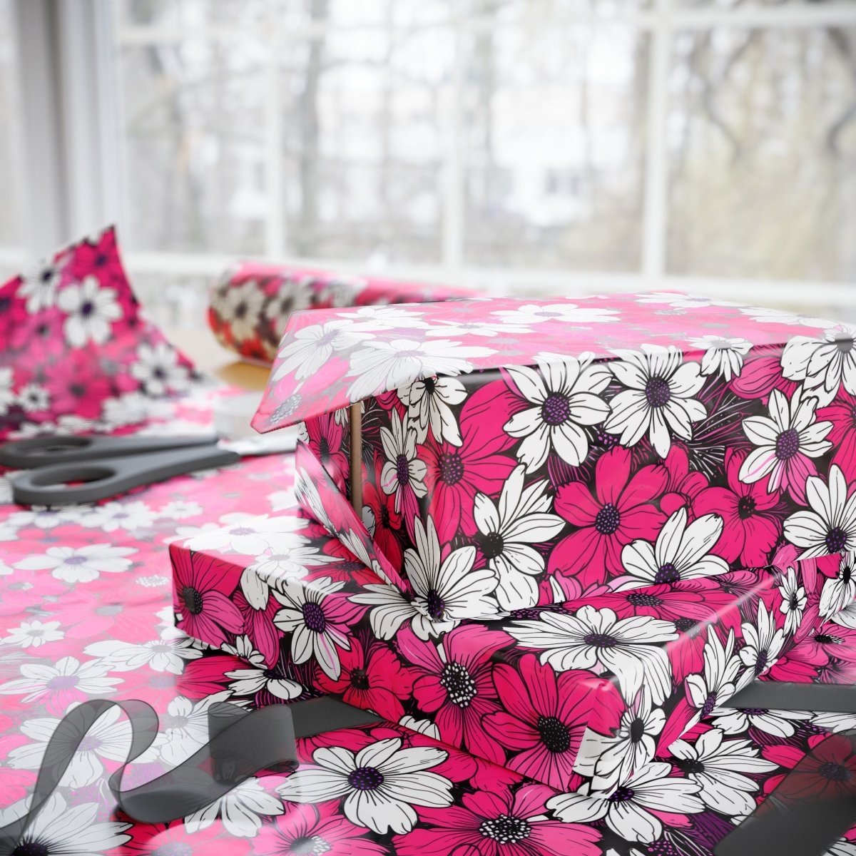 Pink & White Floral Wrapping Paper