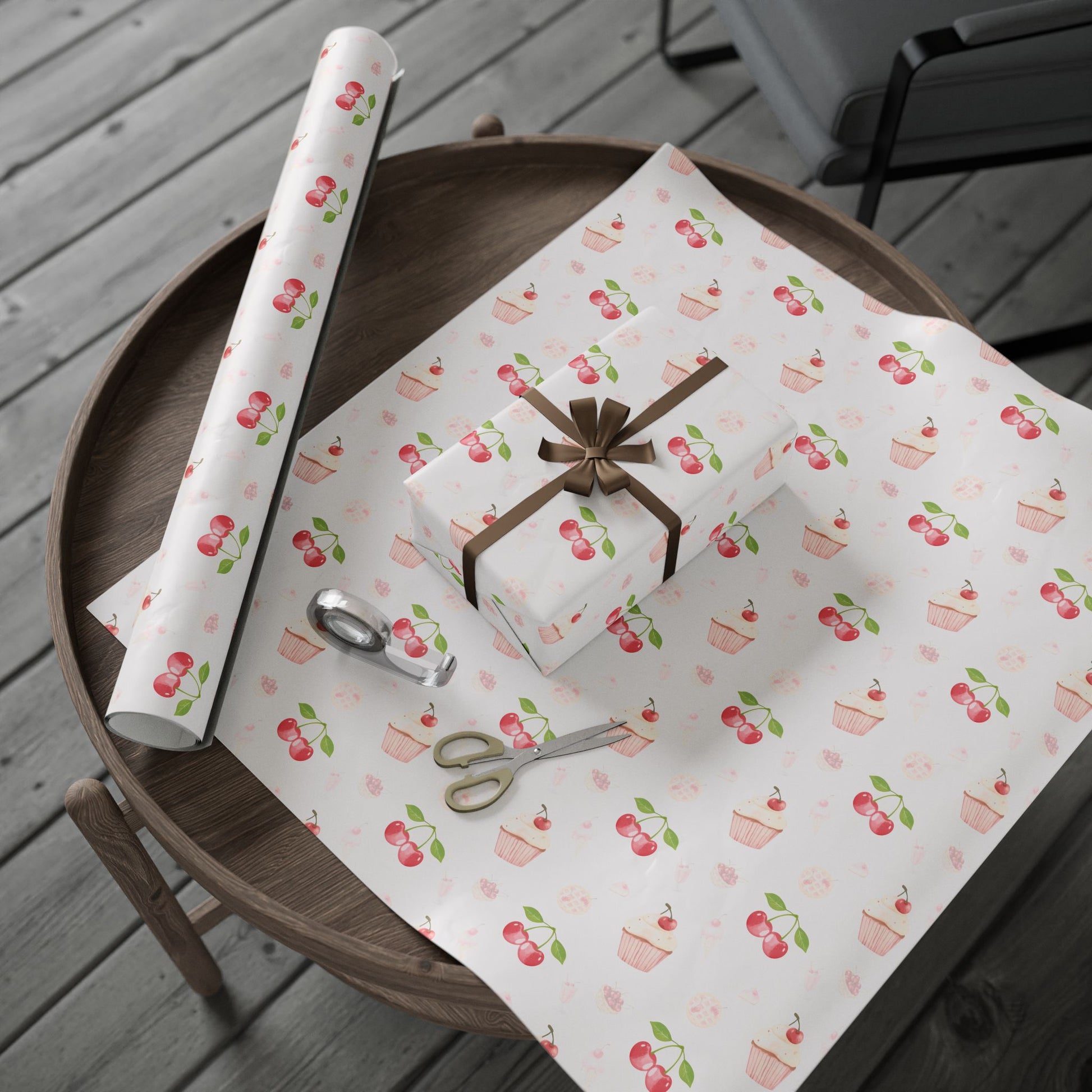 Colorful Cherry & Ice Cream Gift Wrap