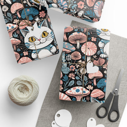 Whimsical Cheshire Cat Wrapping Paper Set - Alice in Wonderland