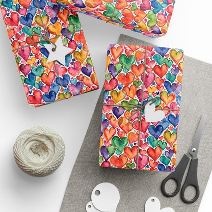 Vibrant Multicolor Heart Wrapping Paper Roll