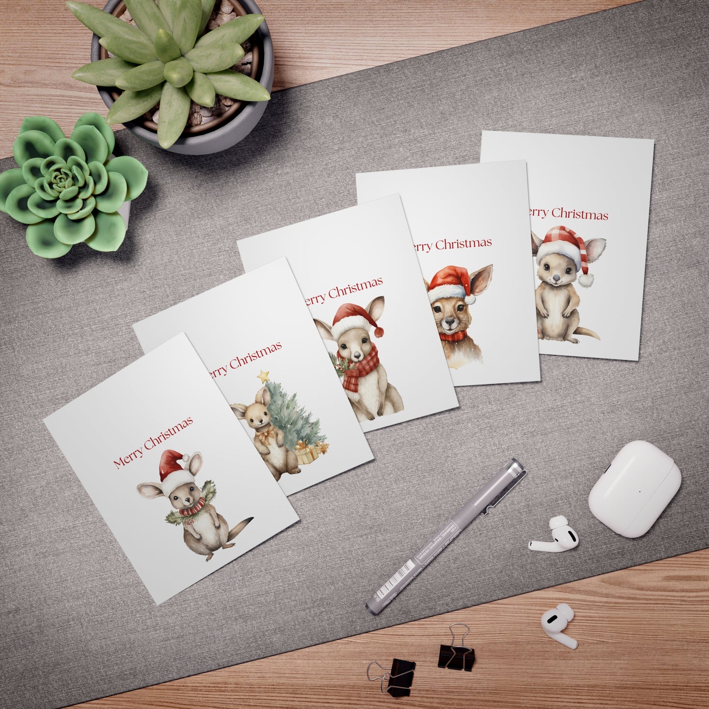 Cosy Christmas Kangaroo Greeting Card (25 pack)