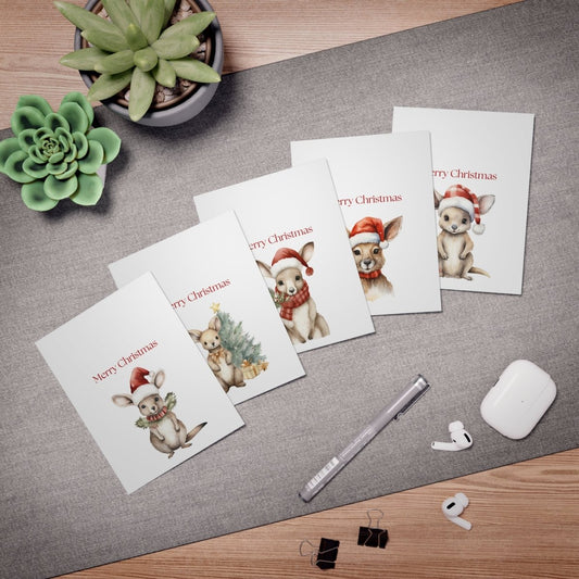 Cosy Christmas Kangaroo Greeting Card - 25 Pack | Blank Inside