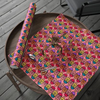 Colorful Pink Ice Cream Wrapping Paper