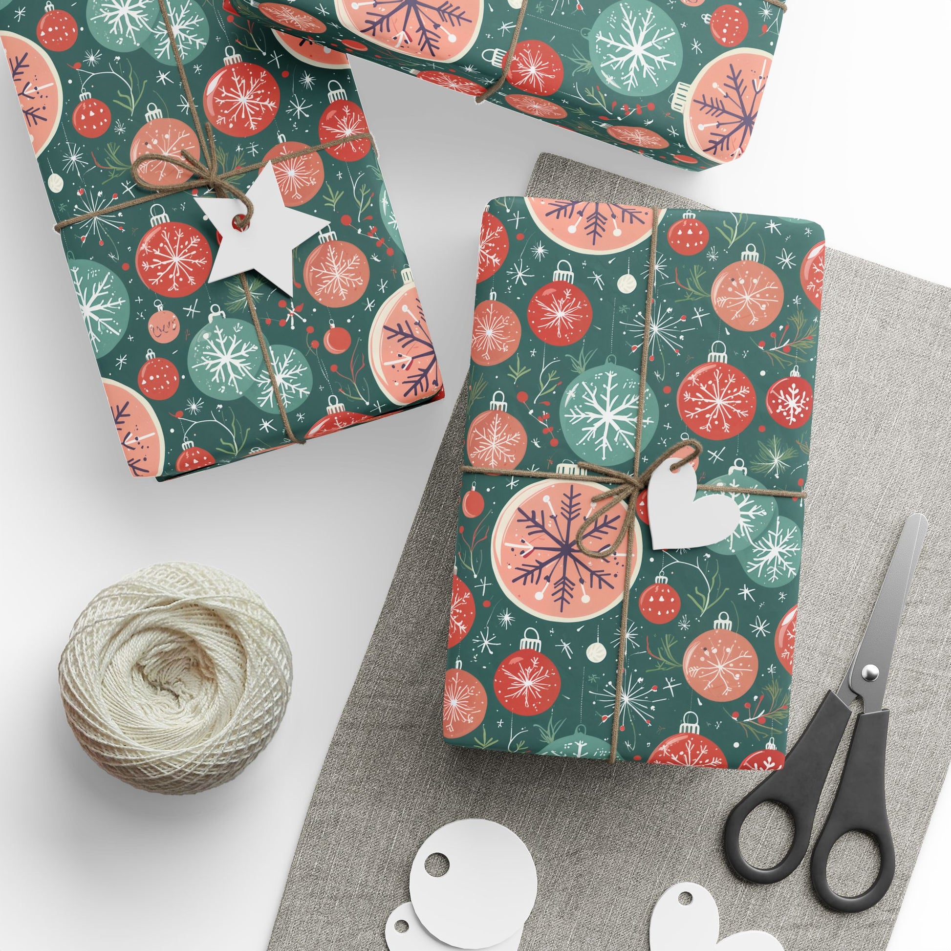 Holly Jolly Frost – Vintage Ornament Wrapping Paper