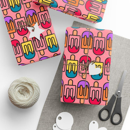 Colorful Pink Ice Cream Wrapping Paper