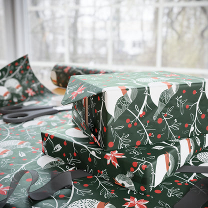 Chirp & Cheer – Festive Birds & Berries Christmas Wrapping Paper