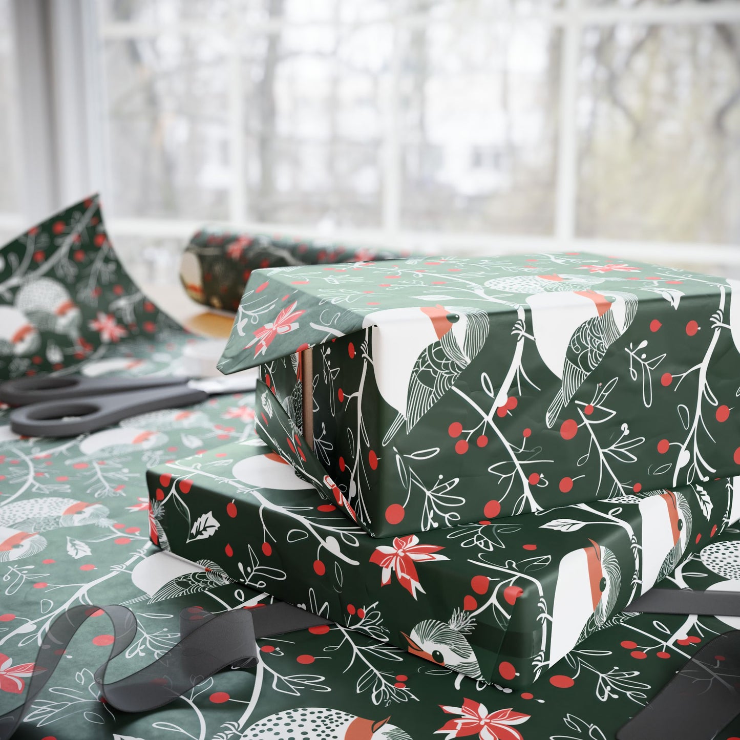 Chirp & Cheer – Festive Birds & Berries Christmas Wrapping Paper