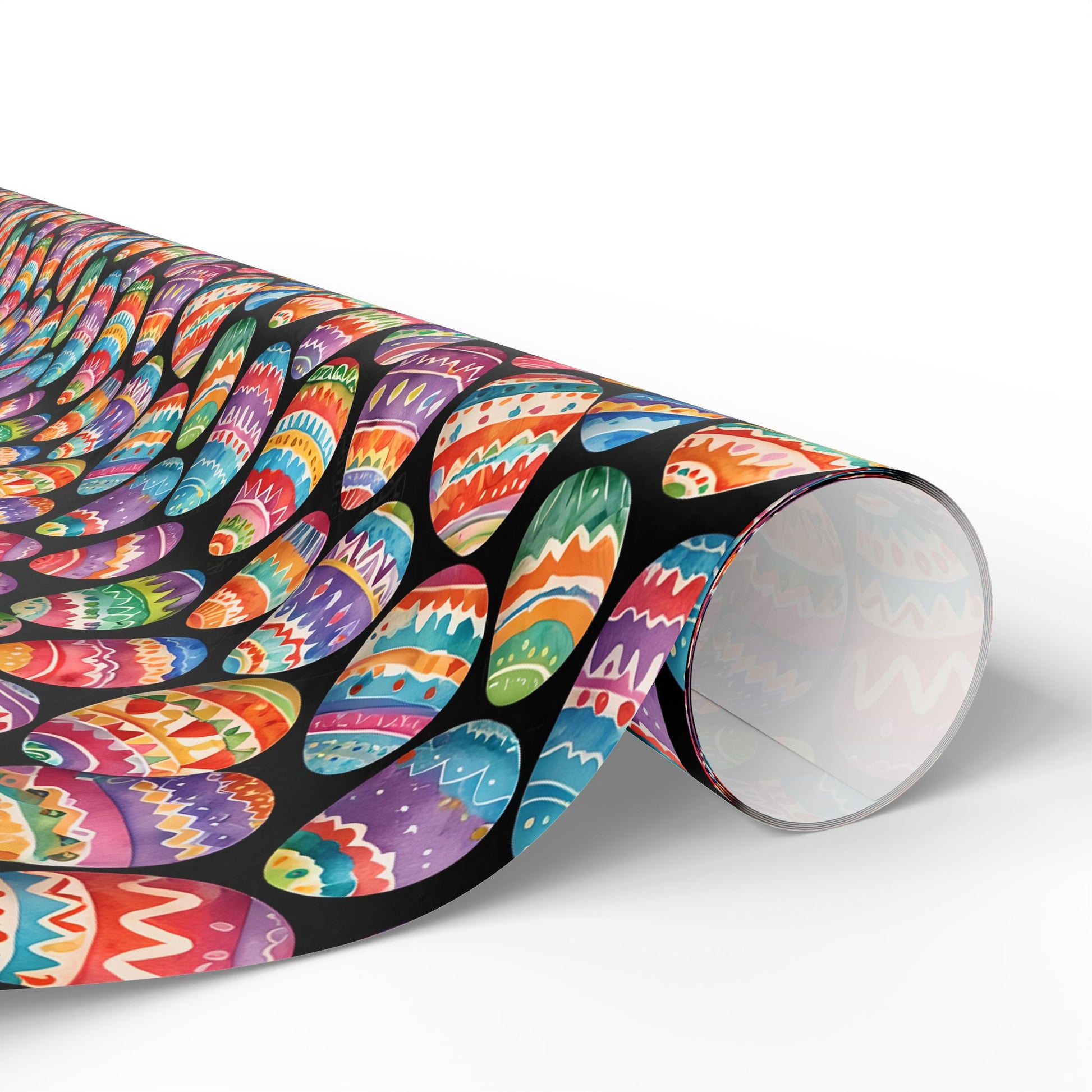 Colorful Easter Egg Wrapping Paper - Black