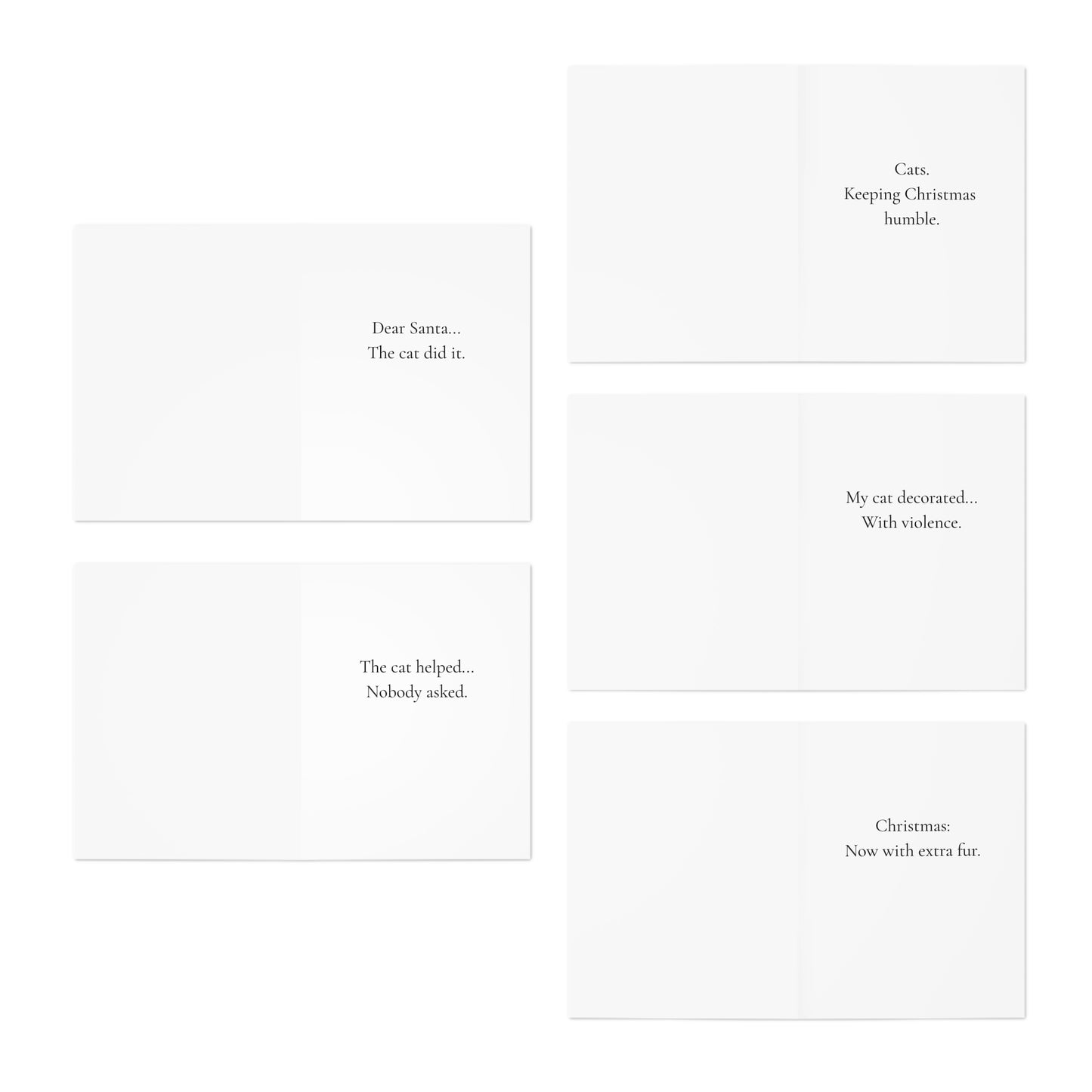 Funny Christmas (Cats - Set 1) Greeting Card Pack | Set of 5 Holiday Cards | Cute & Cheeky Christmas Cards